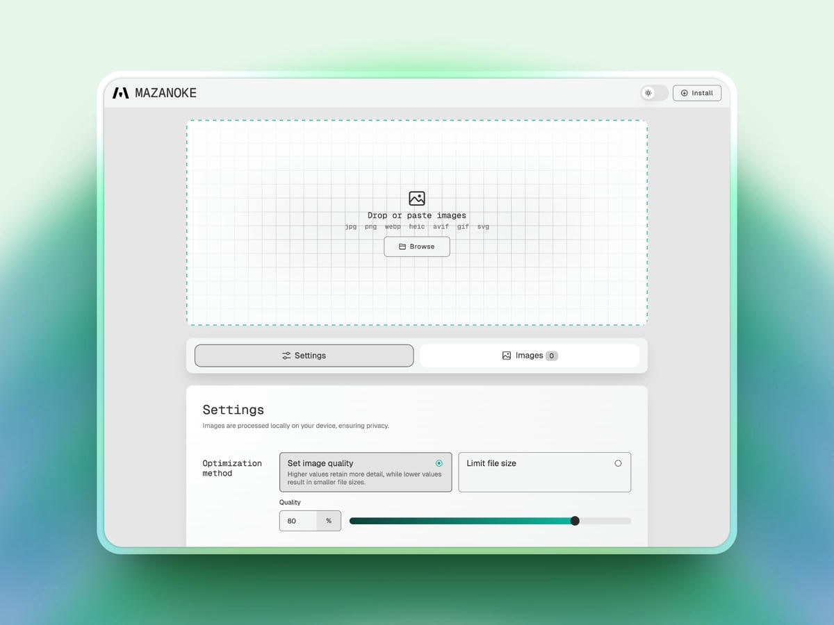 mazanoke desktop screen capture light mode