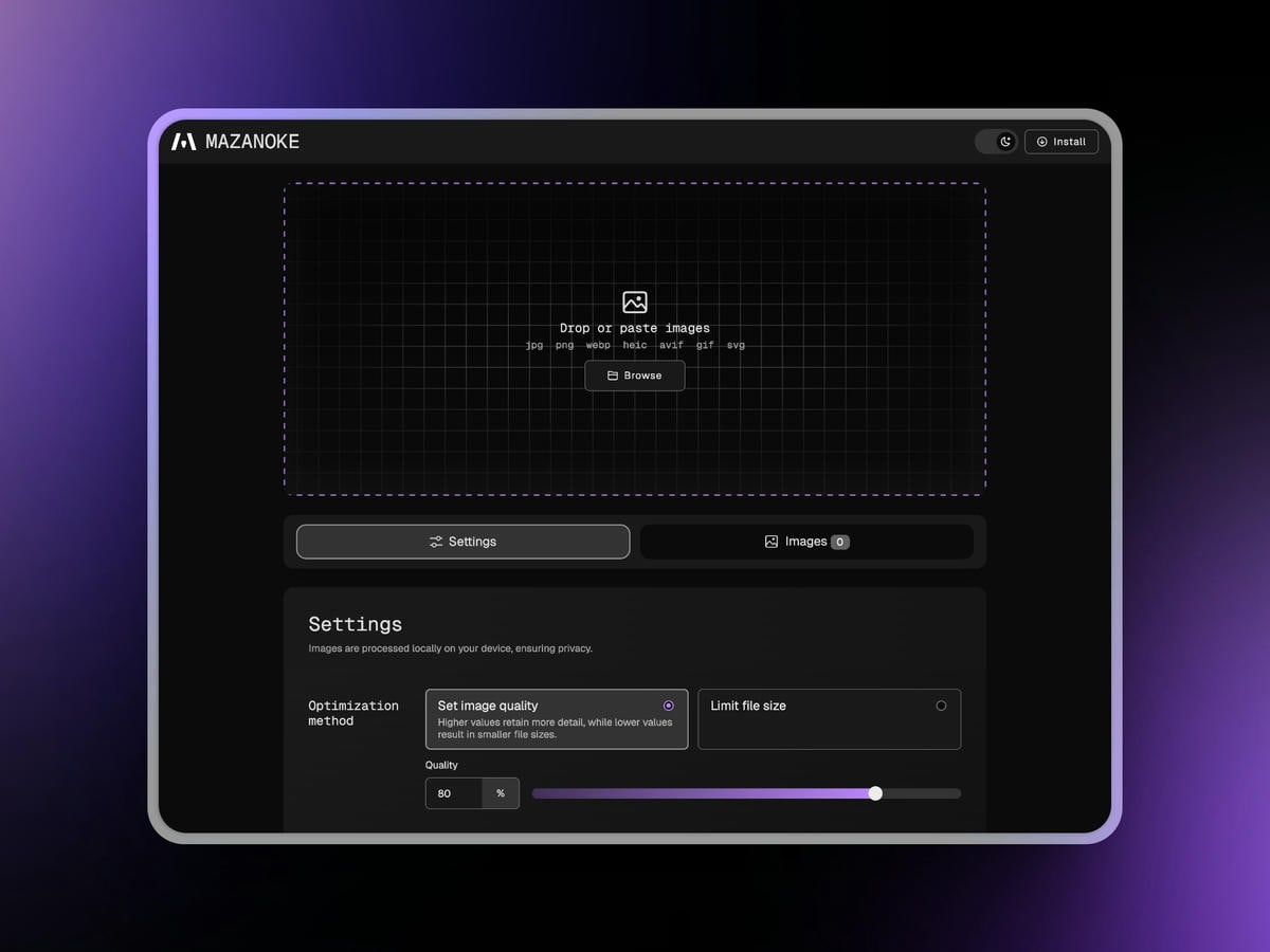mazanoke desktop screen capture dark mode